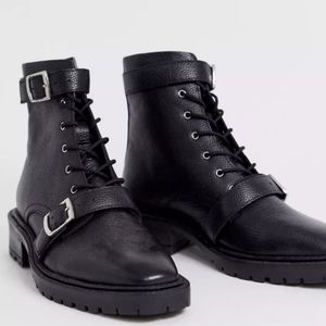 SOLD ASOS DESIGN Astrid leather chunky military boots